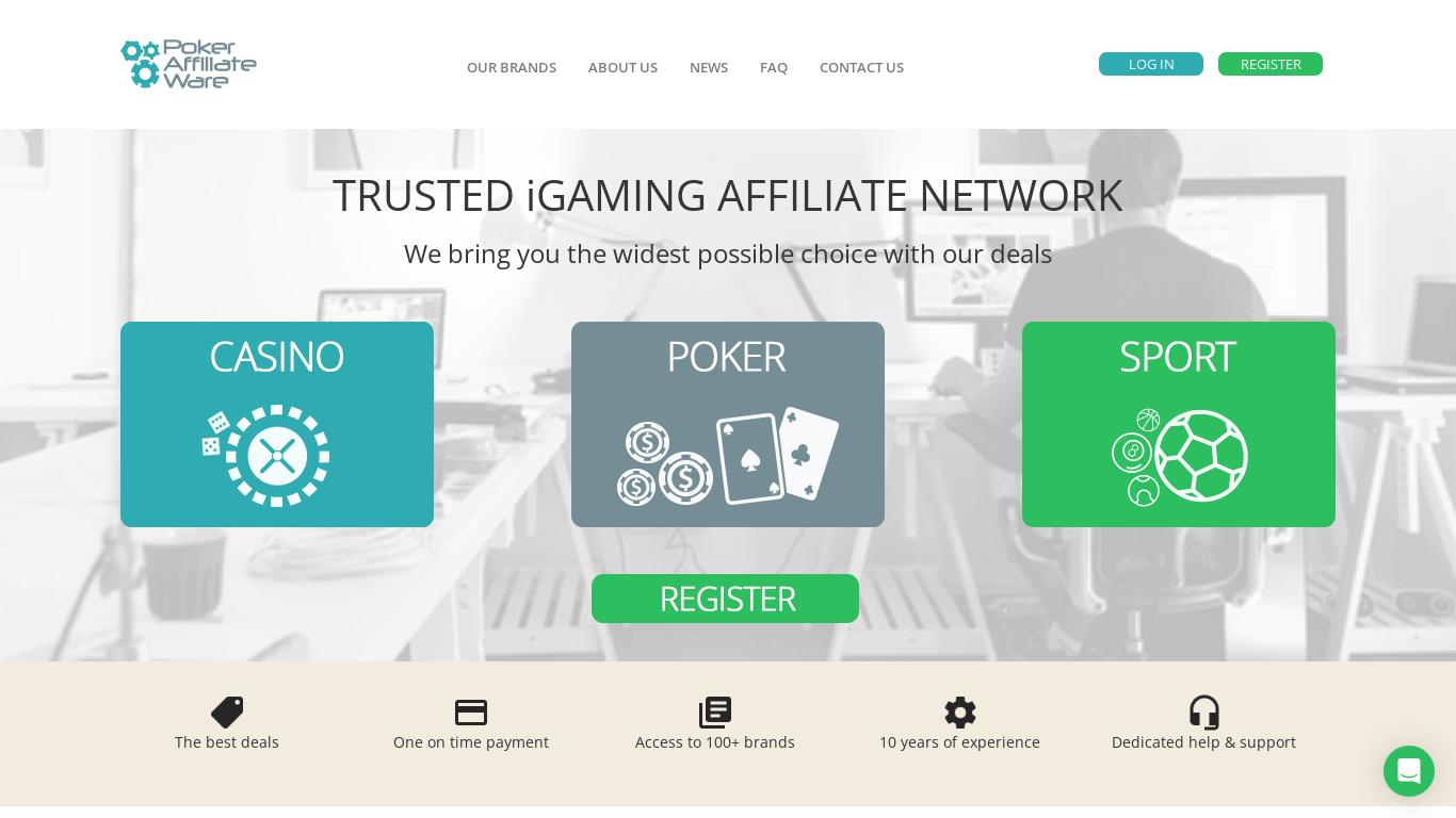 We offer iGaming affiliate programs. All in one affiliate network. Access to +100 brands. High commission deals from Poker, Casino, Sportsbetting