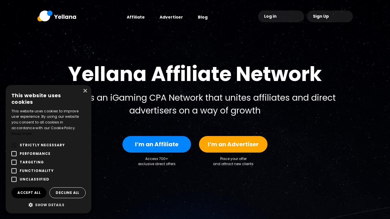 Yellana is a worldwide CPA network that connects affiliates and advertisers for growth. They offer 500+ exclusive direct offers and have a trusted reputation.