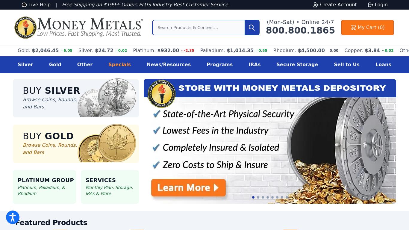 Money Metals Exchange Homepage