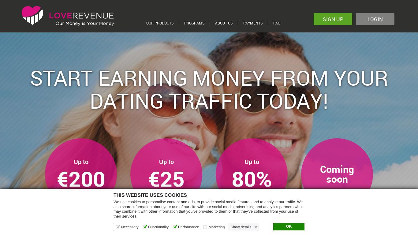 LoveRevenue is a successful affiliate program for dating sites, offering tiered payouts and various promotional methods. It has received positive feedback from affiliates for its professionalism and profitability.