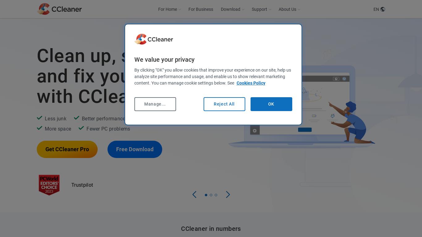 CCleaner is the number-one tool for cleaning your PC. It protects your privacy and makes your computer faster and more secure! Download it FREE today.