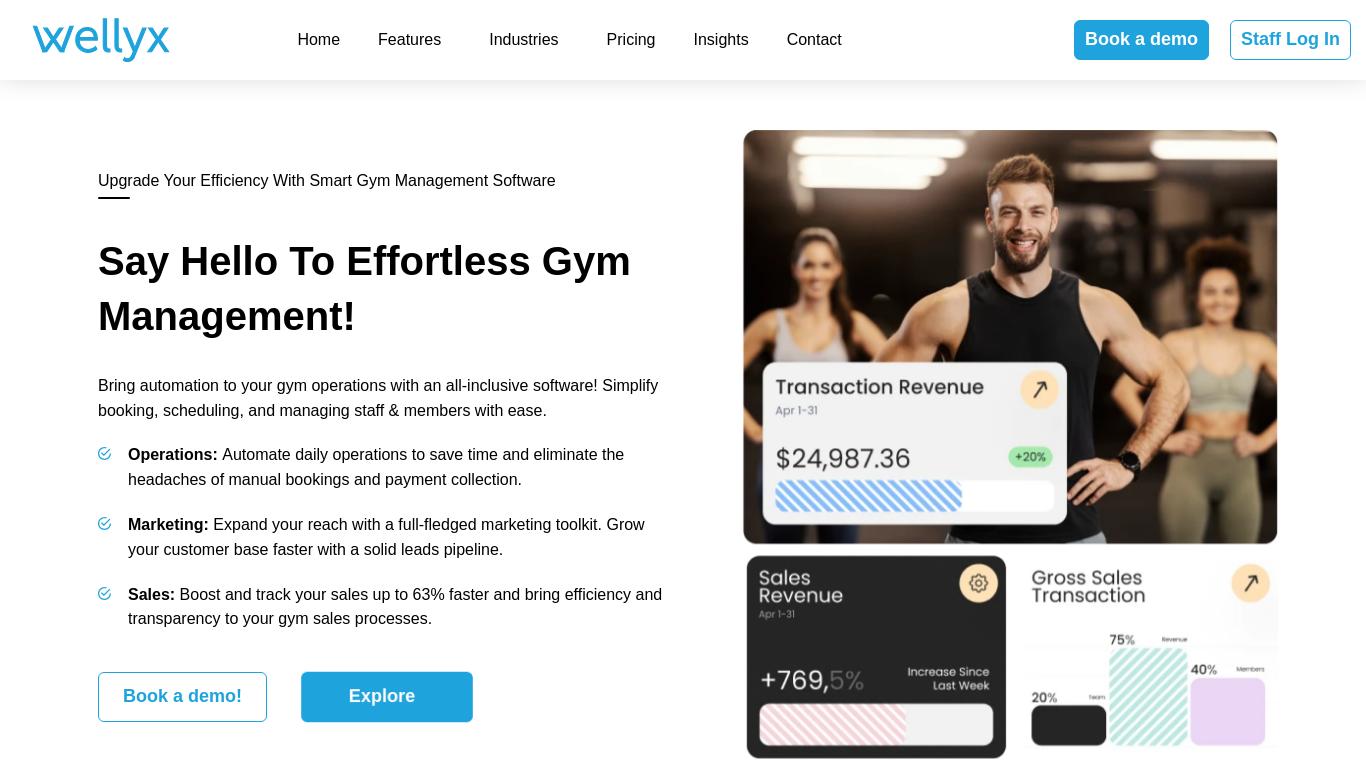 Wellyx is an all inclusive gym management software providing a centralized platform for easy member management, class scheduling, payment processing, and more.