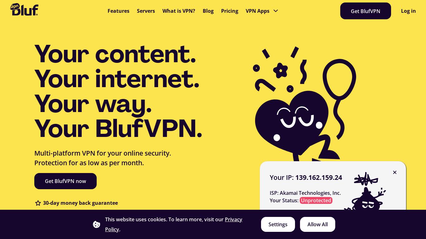 BlufVPN Homepage
