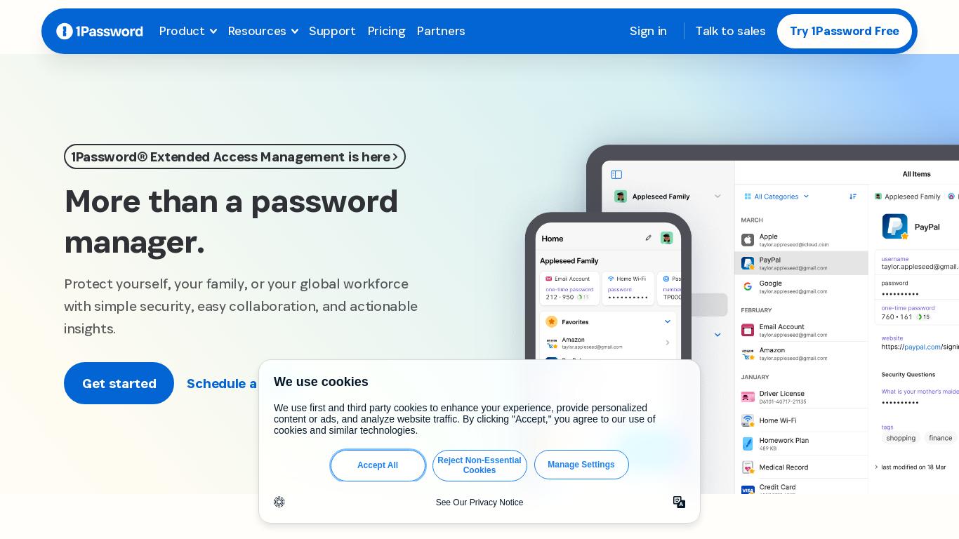 A password manager, digital vault, form filler, and secure digital wallet. Manage everything in one secure place – 1Password remembers all your passwords and sensitive information, so you don’t have to.