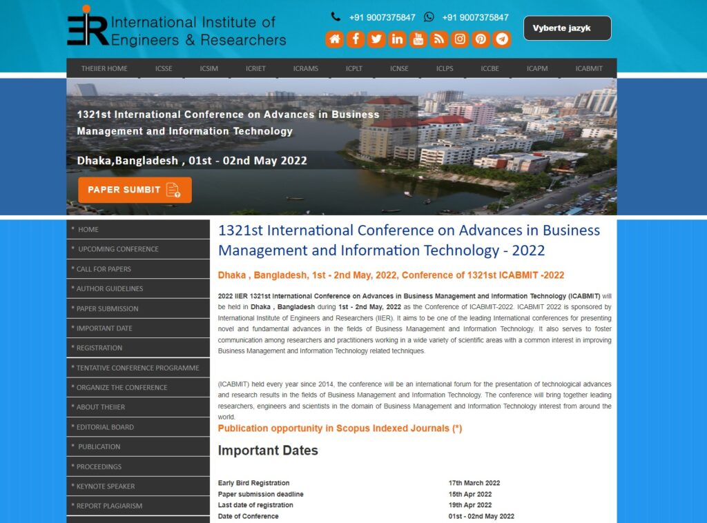 1321ª Conferência Internacional sobre Avanços em Gestão Empresarial e Tecnologia da Informação