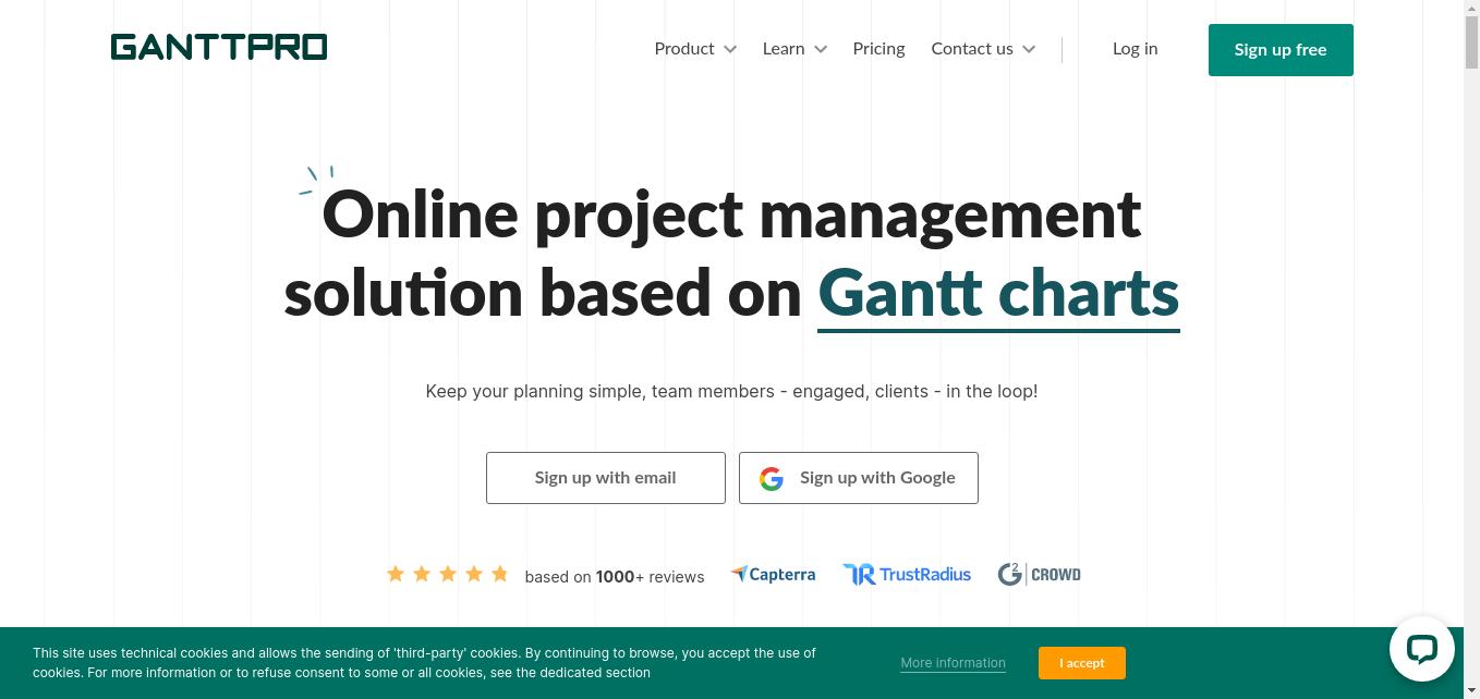 GanttPRO online Gantt chart maker for professional project management. Sign up for free and plan, create, and manage projects in minutes. Quick registration.