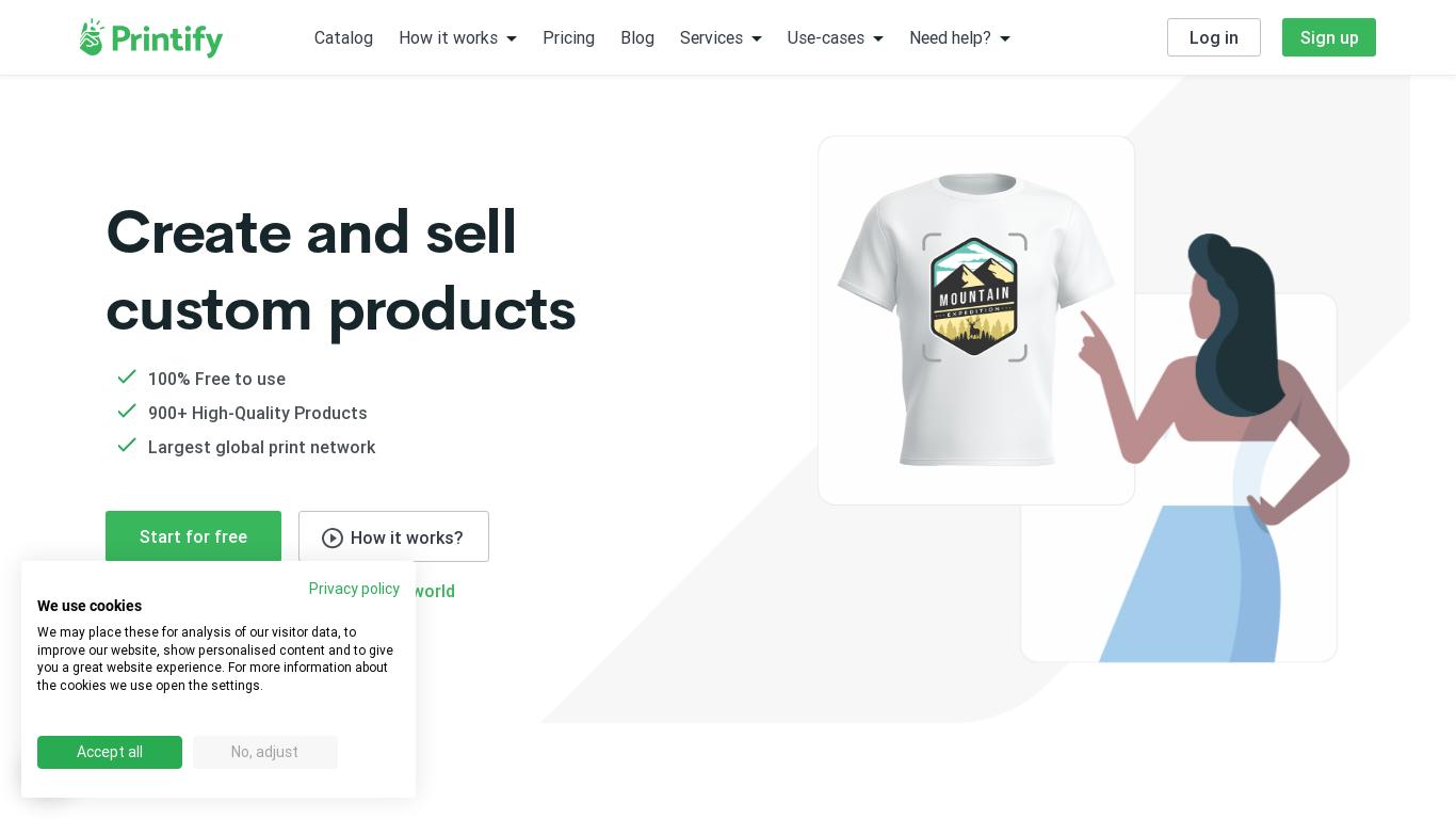 Sell custom t-shirts, phone cases, and 900+ products with your designs printed on demand. We will handle printing and shipping to your customers.