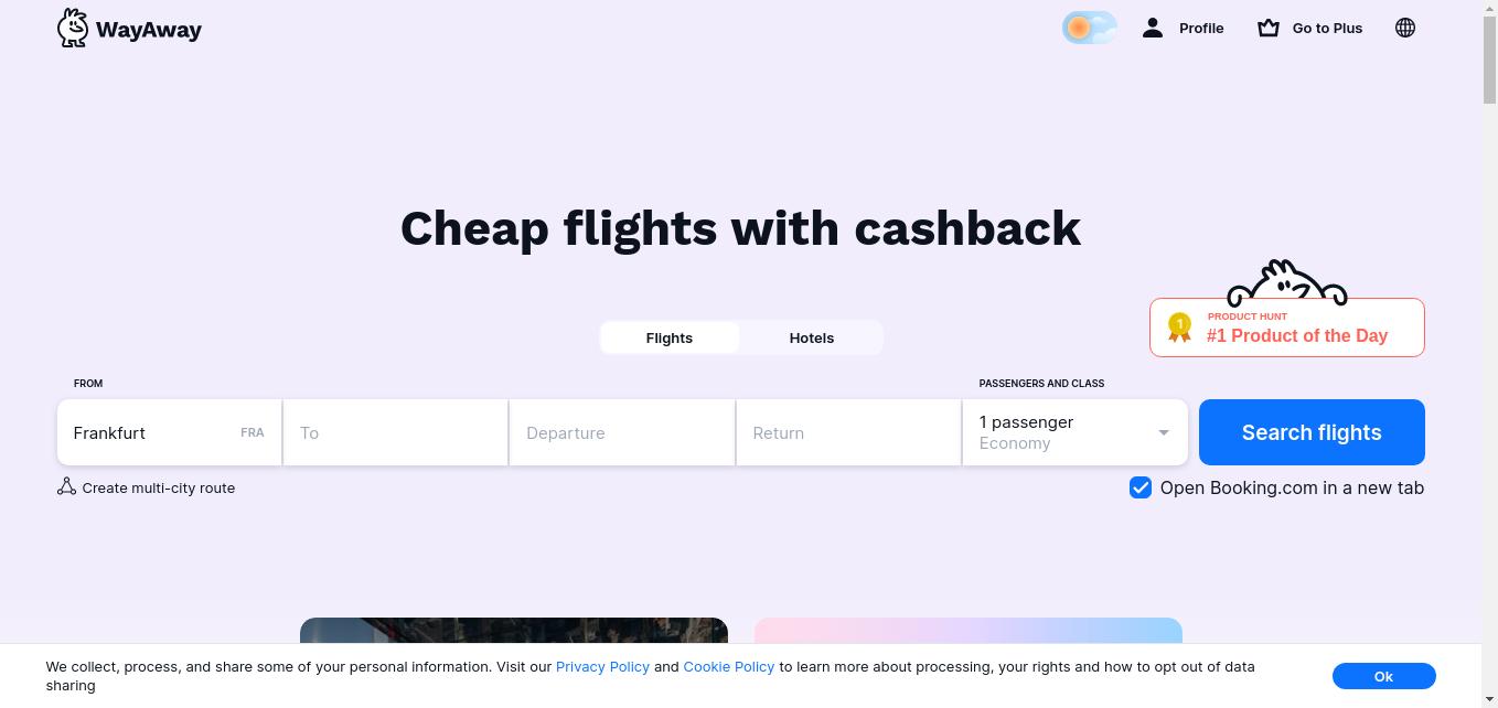 Find cheap flights with cashback and save money on airline tickets at WayAway.io. Search with 728 airlines and leading ticket agencies and get the best prices on flights.