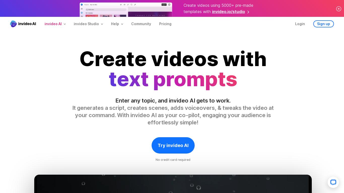 Make videos easily by giving a prompt to invideo AI. Ideal for content creators, YouTubers, and marketers, invideo AI offers a seamless way to turn your ideas into publish-ready videos with AI.