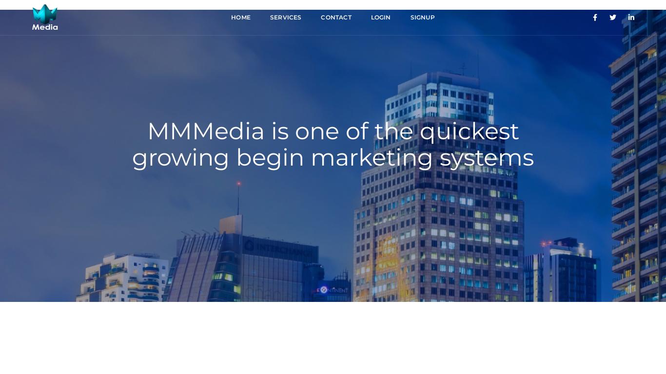 MMMedia is a growing marketing network offering affiliate marketing, social media, display ads, mobile marketing, and media buying services. They emphasize the importance of teamwork and trust for growth and offer a transparent, self-service platform for advertisers and publishers. The company aims to help individuals and enterprises thrive through innovative marketing and monitoring technology. They provide a wide range of services and support for both advertisers and publishers, allowing them to work directly with each other and access unique offers. The company's goal is to optimize marketing strategies and enable smarter decision-making. They also offer a dedicated team of experts and emphasize the importance of always optimizing affiliate programs for success. Overall, MMMedia offers a comprehensive range of services and technology to support the growth of businesses and individuals in the marketing industry.