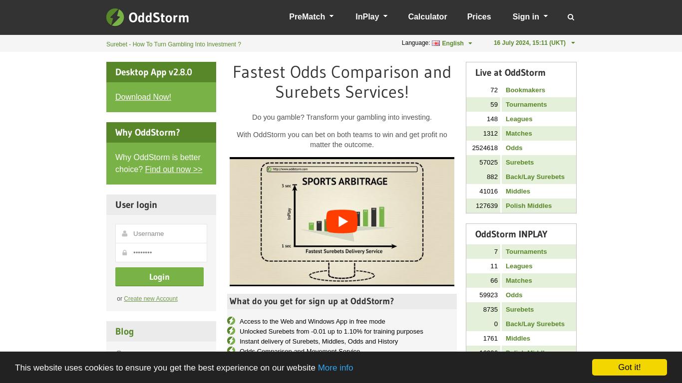 Soccer odds, asian odds, surebets, arbitrages, middles services and calculations at OddStorm for all soccer leagues and matches.