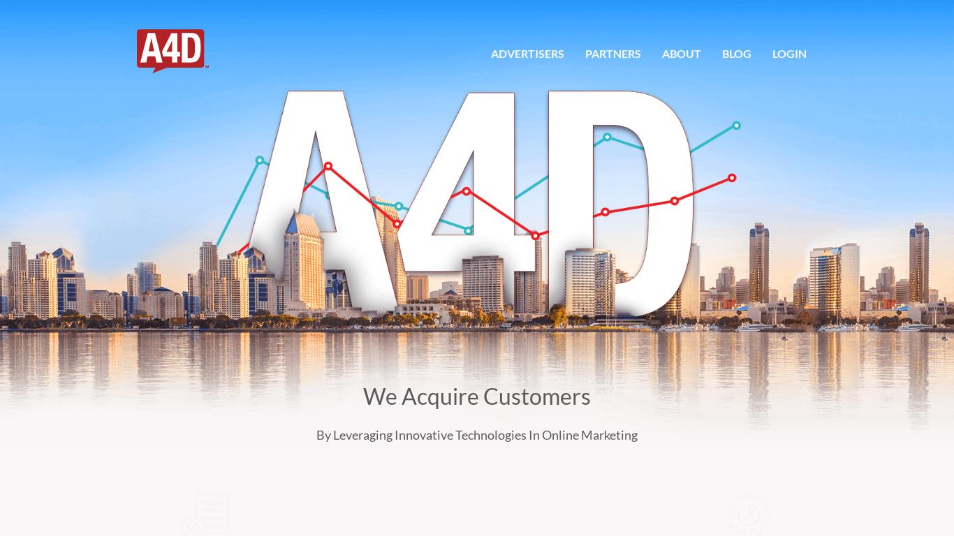 A4D specializes in user acquisition, video split testing, proprietary algorithms, and product innovation, using innovative technologies in online marketing. They offer training programs and aim to add value to all relationships and partnerships. Contact them for more information.