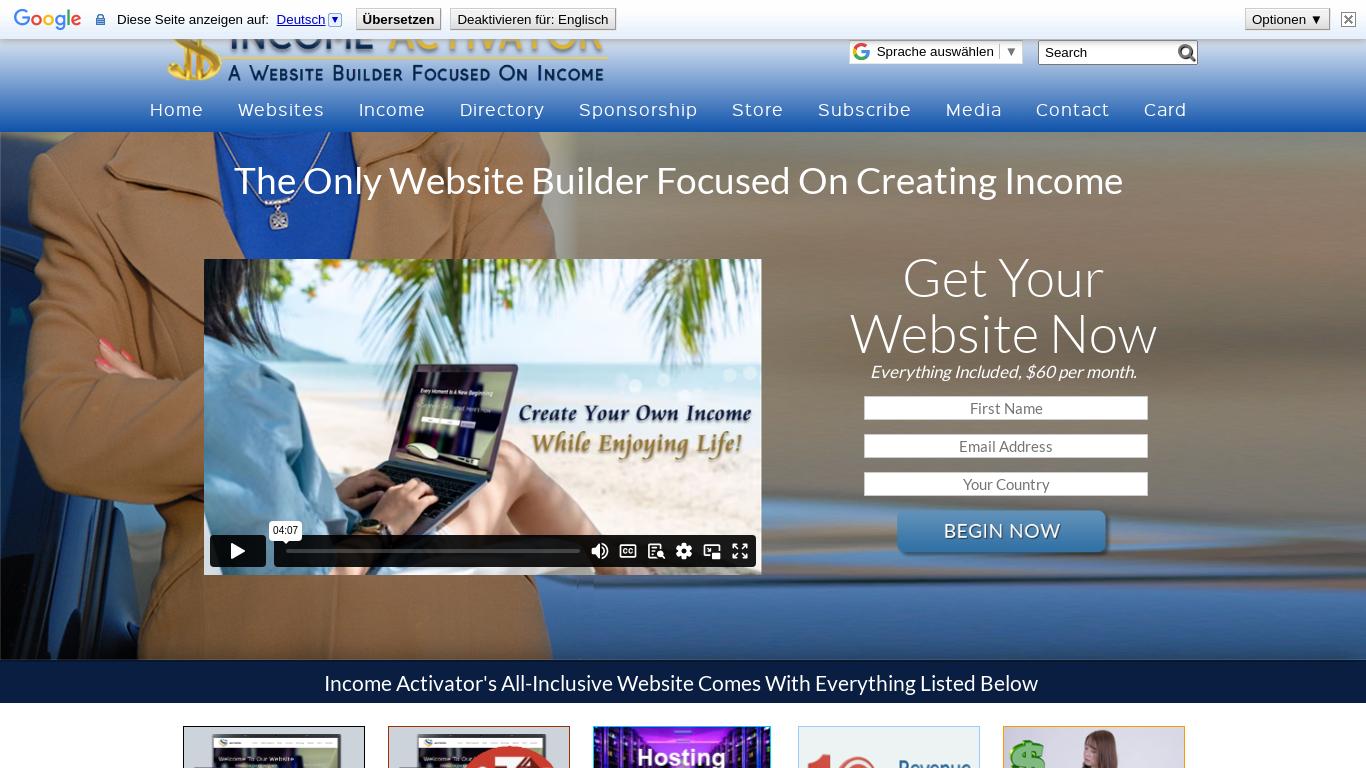 Income Activator is the only website builder focused on Making Money using its email messaging, store, membership, pay per click, and lead software.