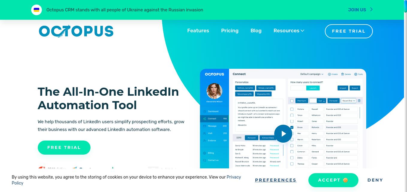 Octopus CRM is a LinkedIn automation software that puts B2B prospecting and LinkedIn lead generation on complete autopilot.