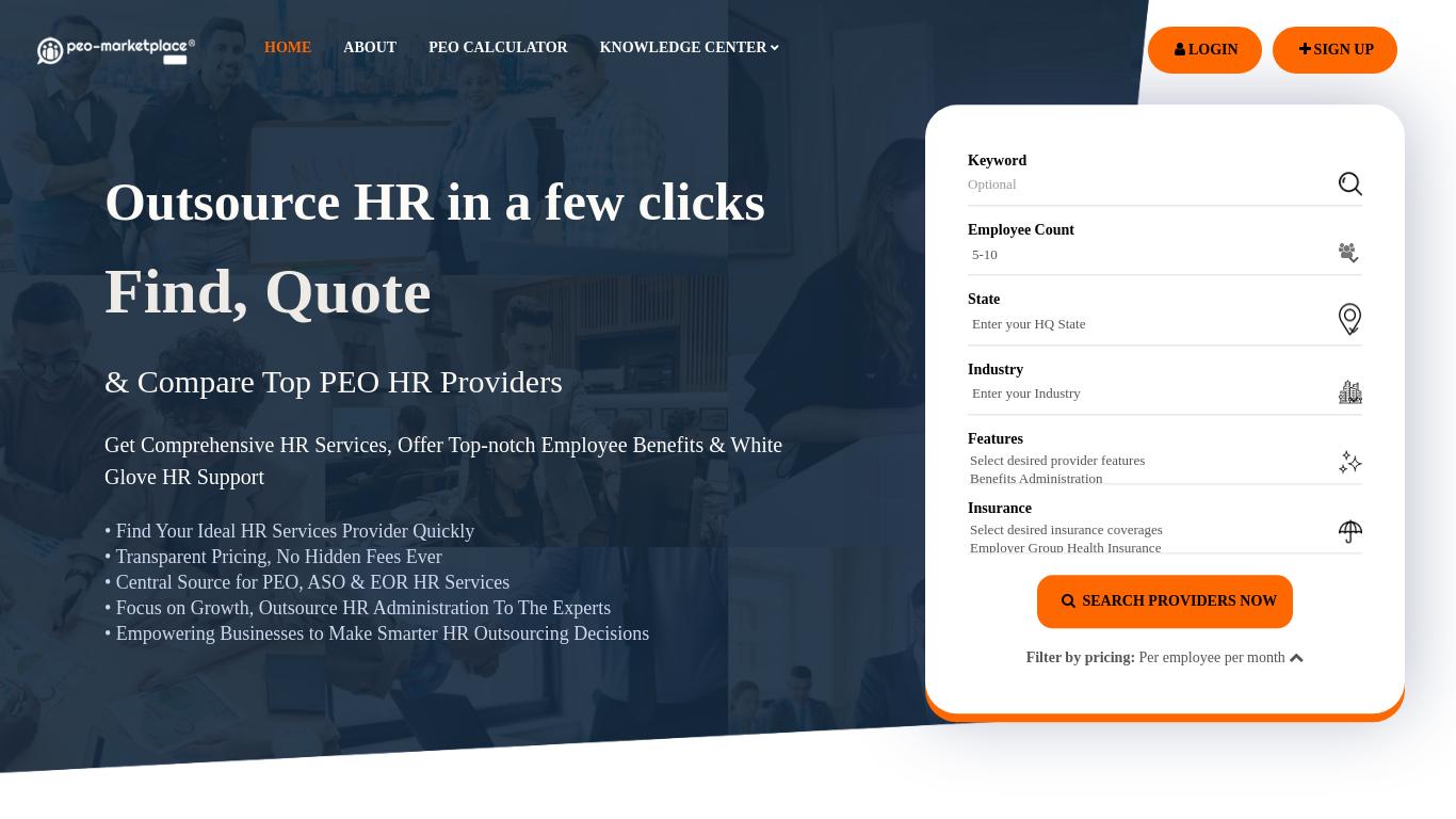 Discover affordable HR solutions for SMBs with our PEO marketplace, offering frictionless, transparent quotes and access to leading PEOs for less