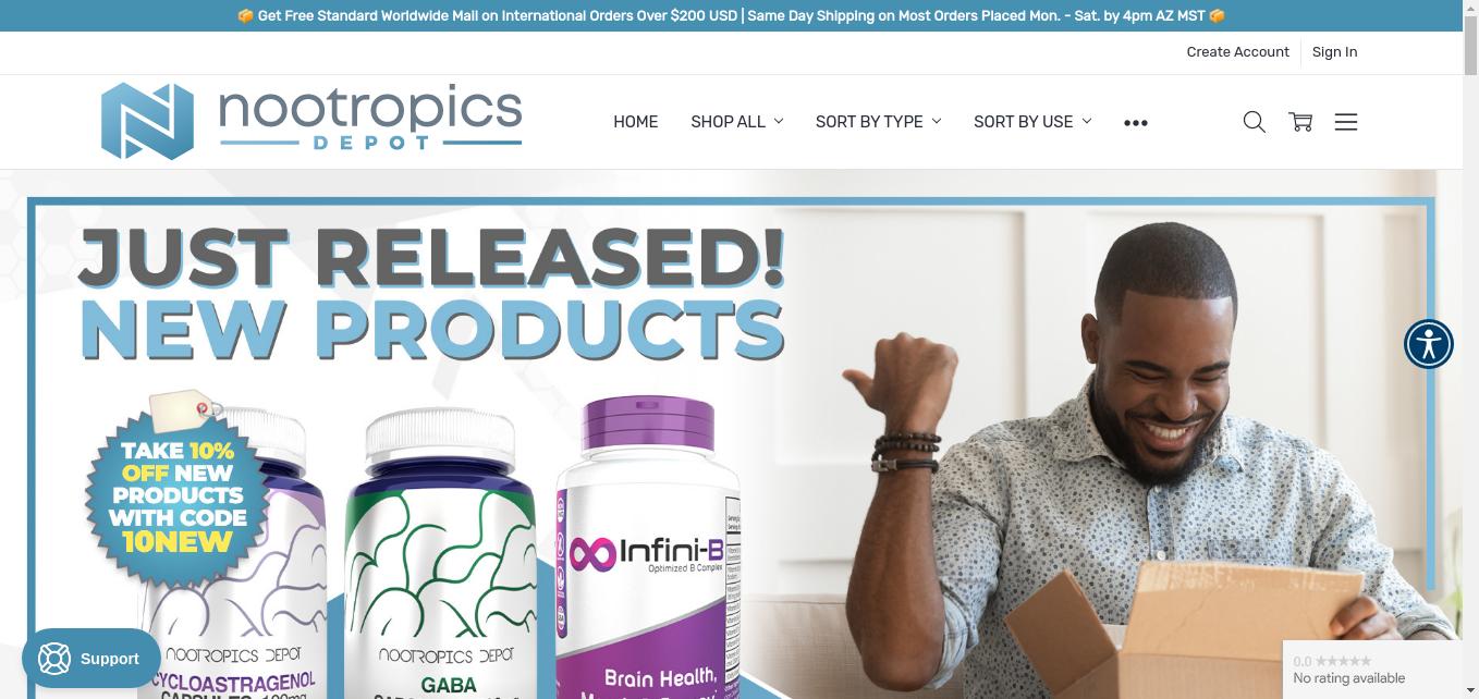 Nootropics Depot sells the best nootropic powders and capsules online.  We offer pure nootropics and dietary supplements at the best prices. Shop nootropic stacks today. Take 10% off your order when you join our newsletter and enjoy free shipping on domestic orders over $50 or international orders over $200.