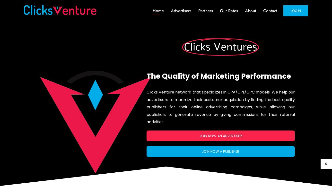 Clicks Venture Network Homepage