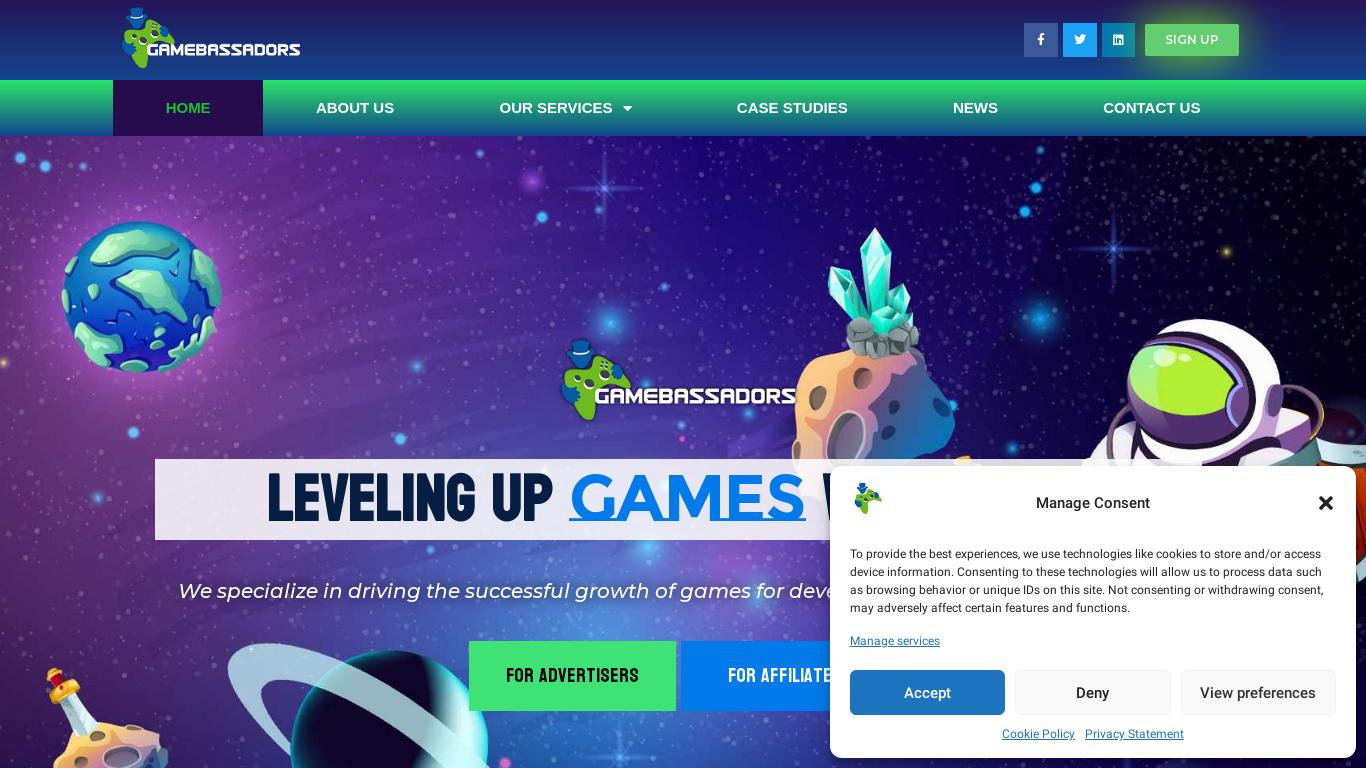 Gamebassadors is a company that specializes in performance and influencer campaigns, with over 1,000 campaigns and 600+ active affiliate partners. They prioritize transparency and receive positive feedback from clients such as Perfect World and InnoGames.